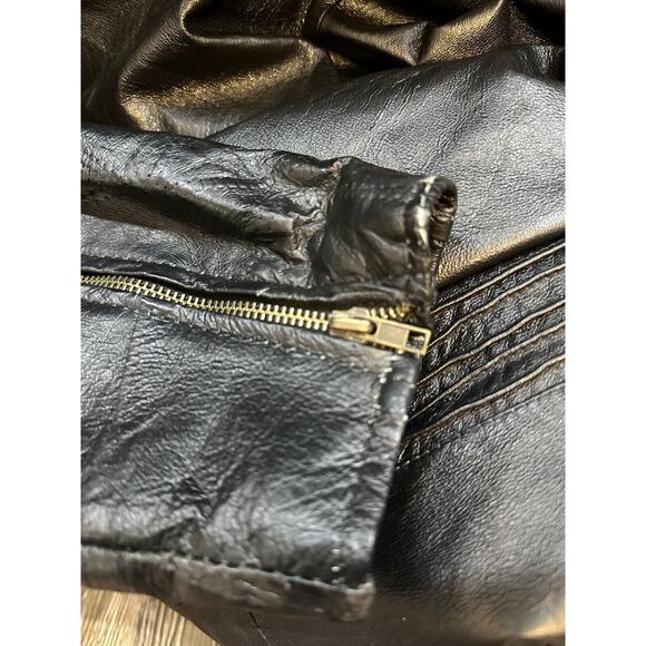 Andrew Michael Black Leather Jacket Size 1XL Quilted Pattern-Rope Accent- Moto - Picture 9 of 11